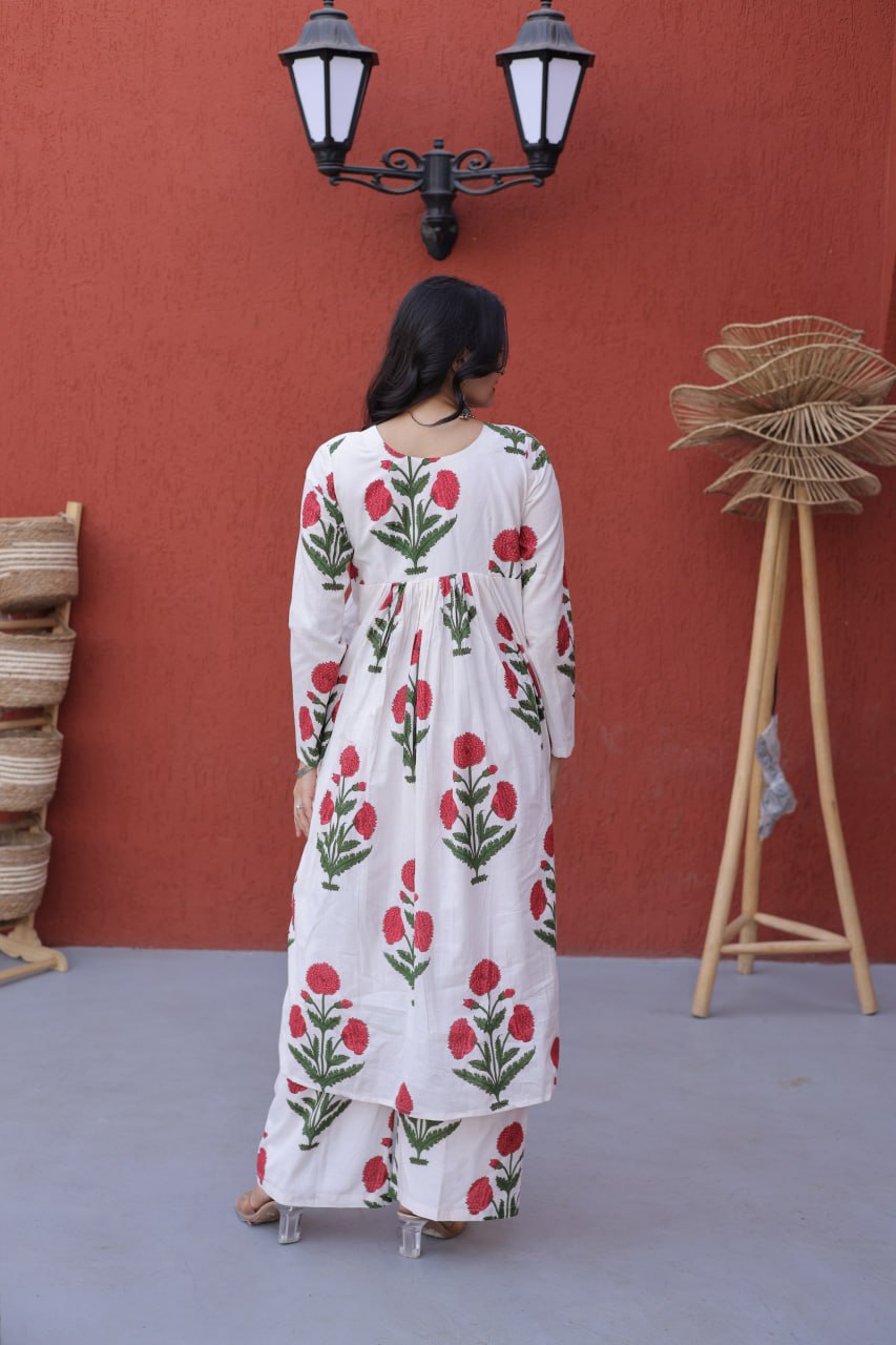Printed Cotton Kurti Pant Set
