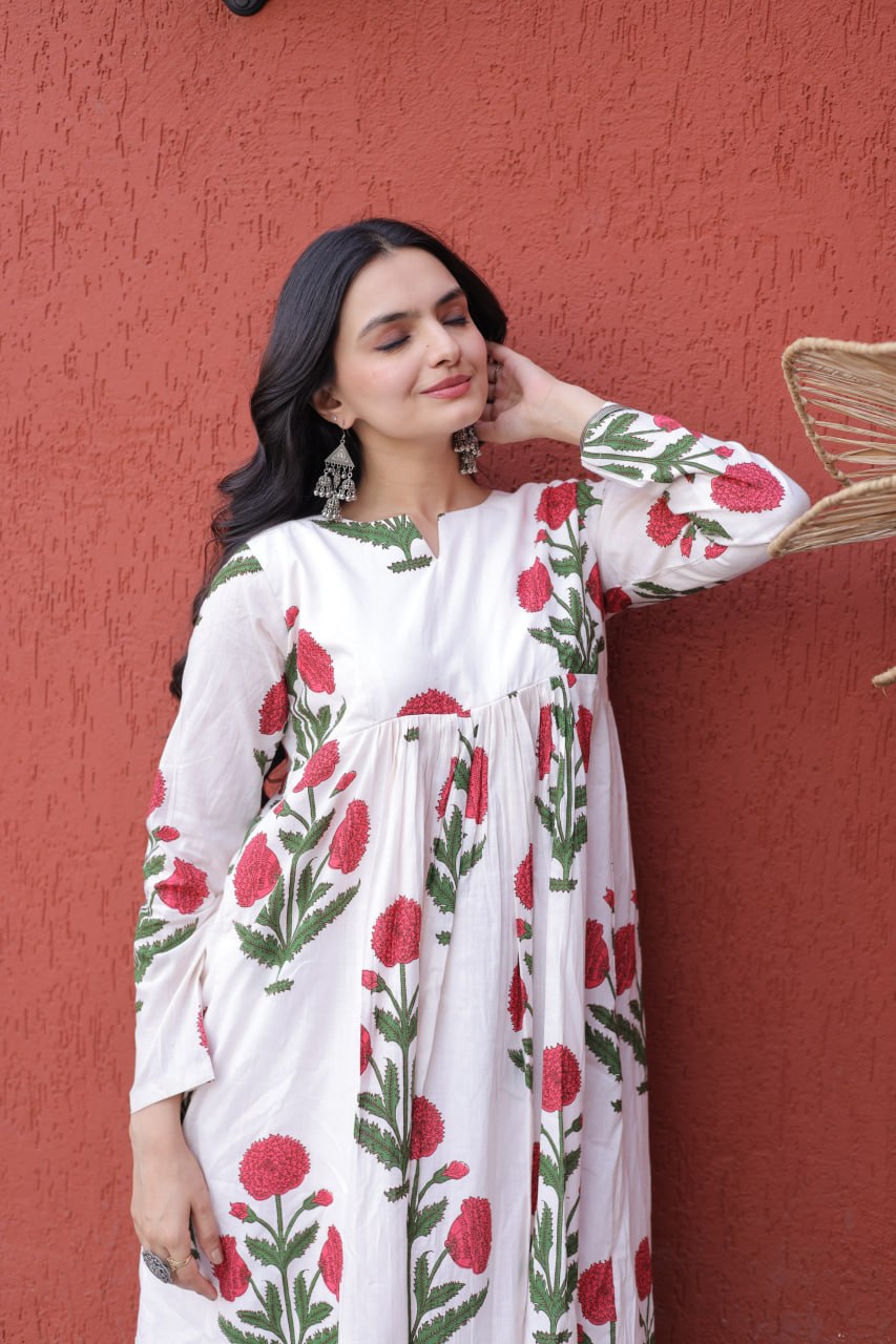 Printed Cotton Kurti Pant Set