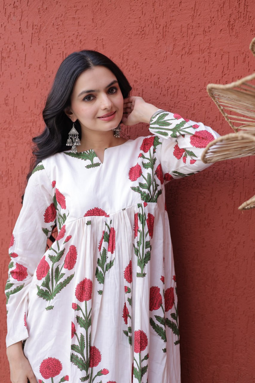 Printed Cotton Kurti Pant Set