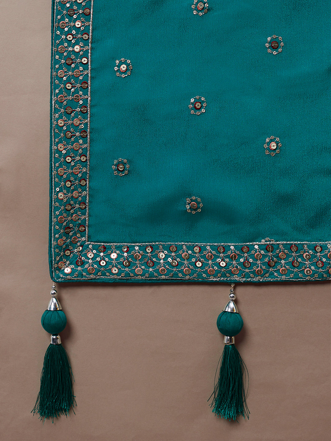 Printed embroidery Teal Georgette Sequin Semi-Stitched Lehenga choli