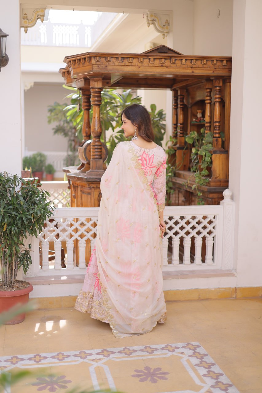 Printed Russian Silk Anarkali Gown