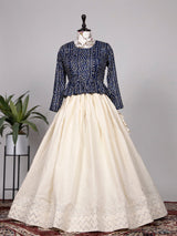 Off White Color Paper Mirror & Thread Work Pure Cotton Co-ord Set Lehenga