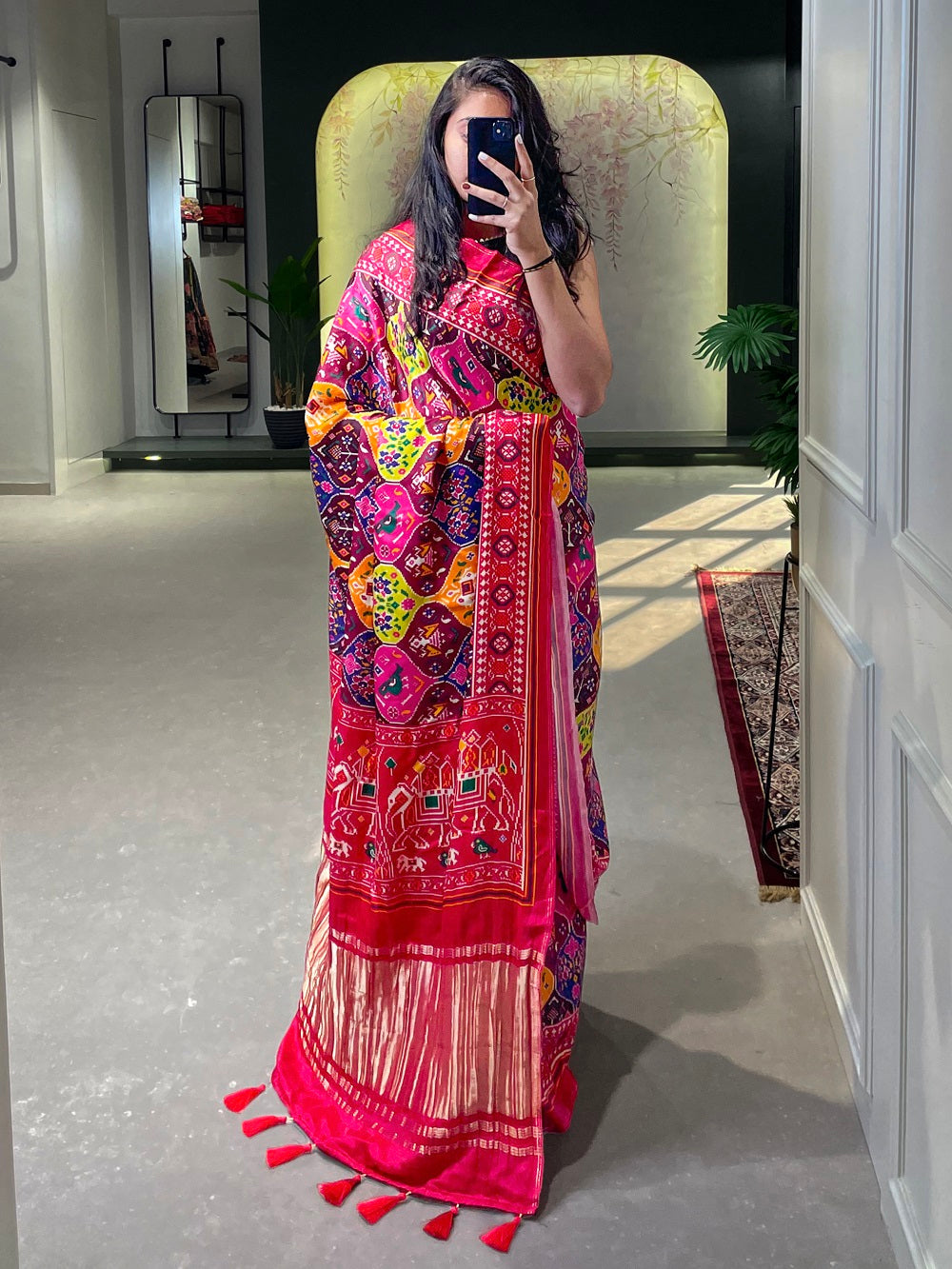 Multi Color Patola Printed Pure Gaji Silk Saree