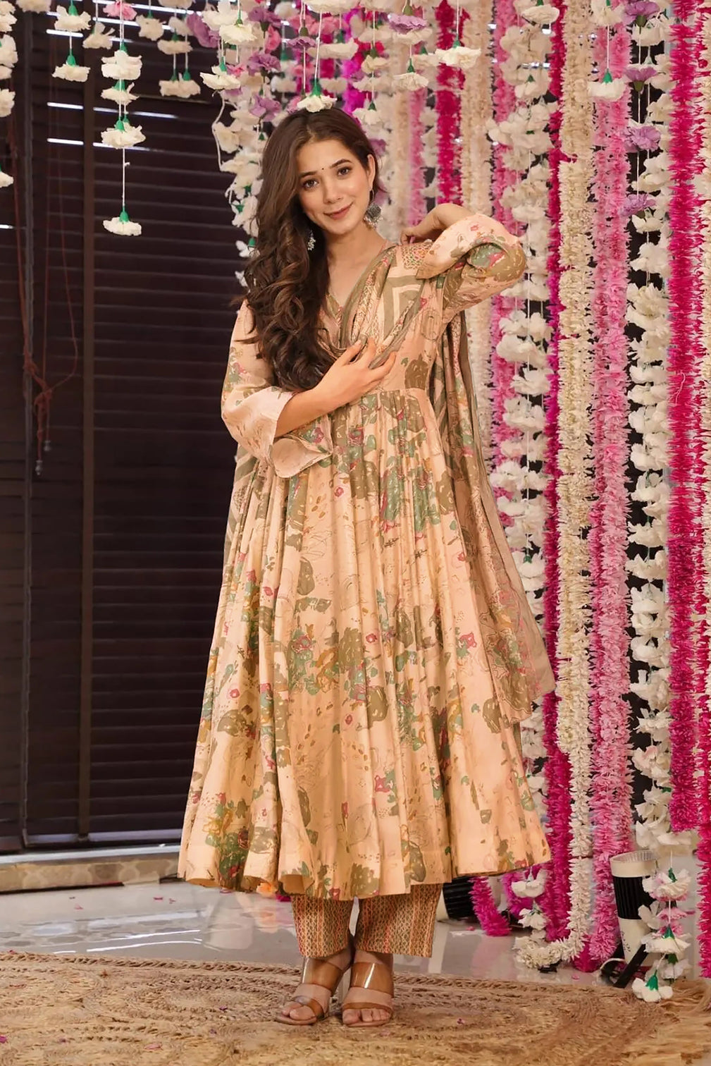 Pure Muslin Digital Print Anarkali Gown with Dupatta