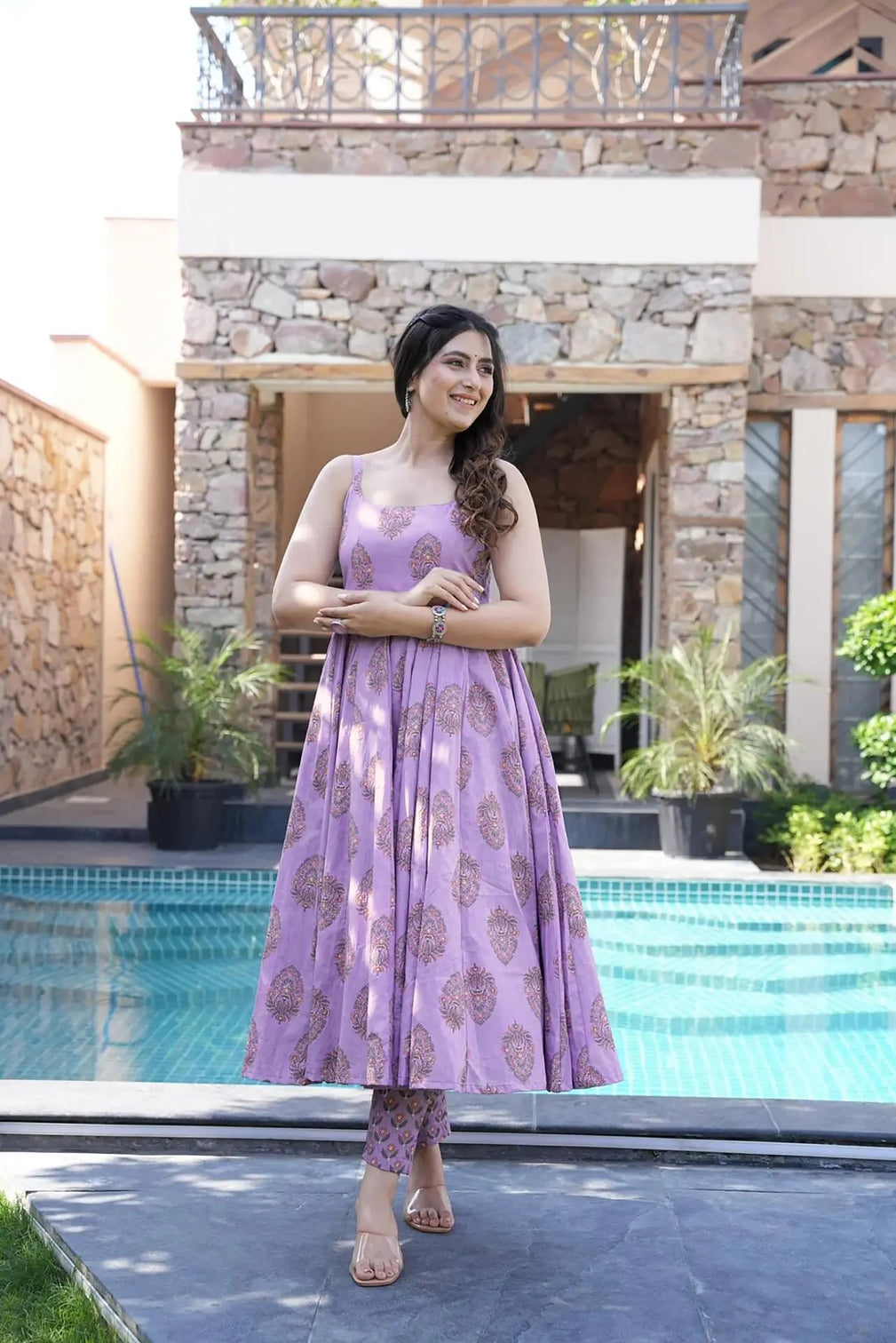Pure Muslin Digital Print Anarkali Gown with Dupatta