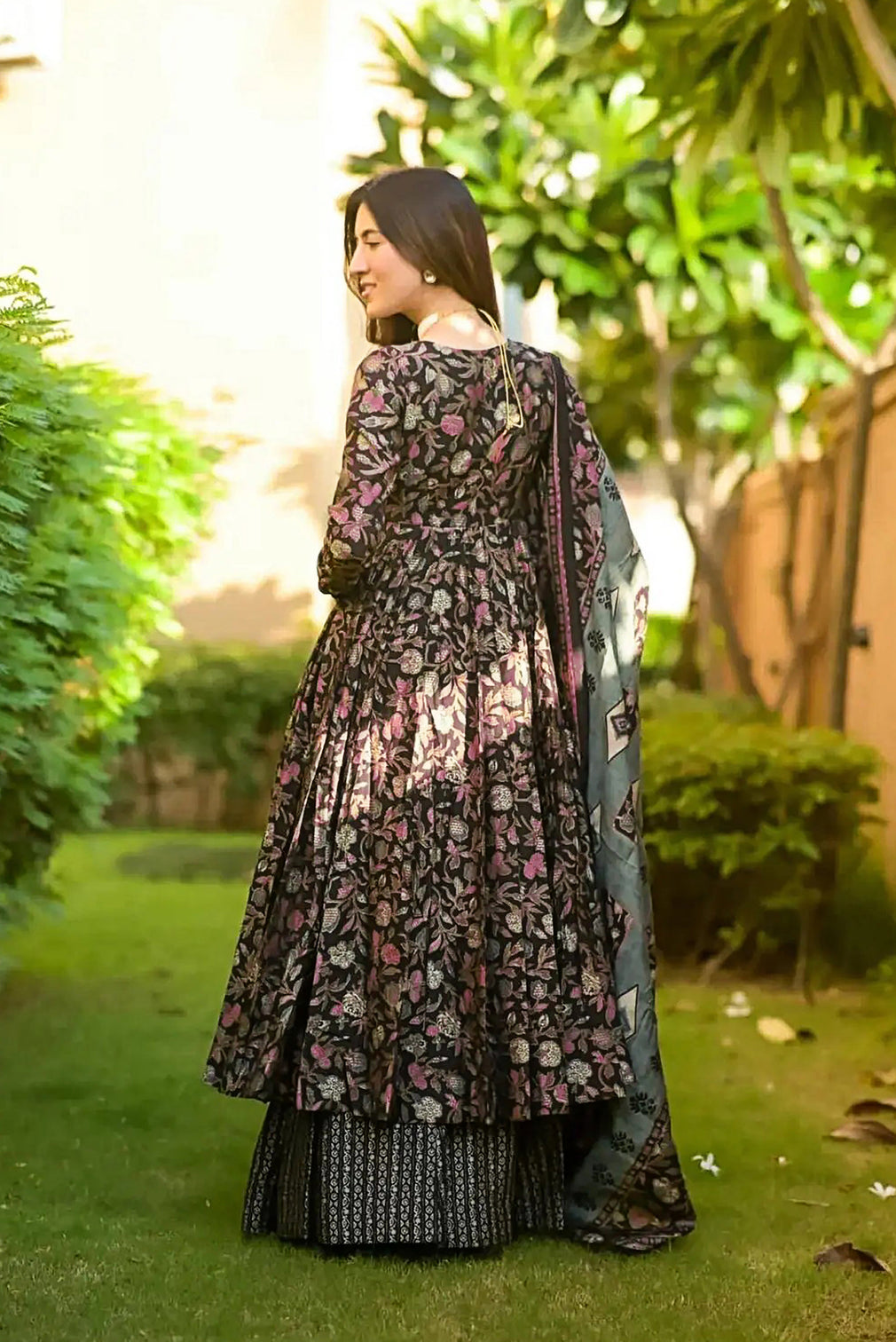Pure Muslin Digital Print Anarkali Gown with Dupatta