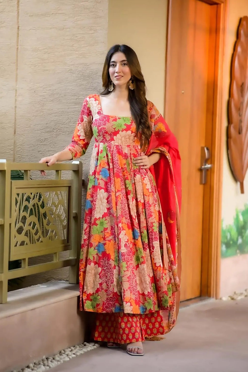 Pure Muslin Digital Print Anarkali Gown with Dupatta