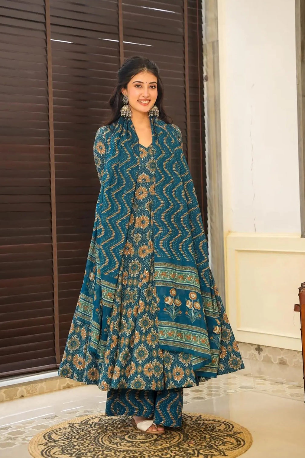 Pure Muslin Digital Print Anarkali Gown with Dupatta