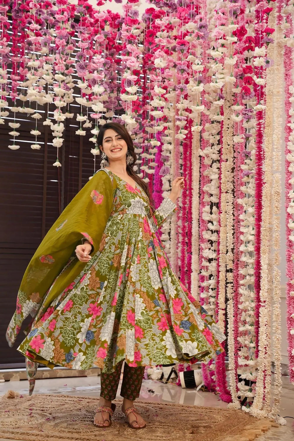 Pure Muslin Digital Print Anarkali Gown with Dupatta