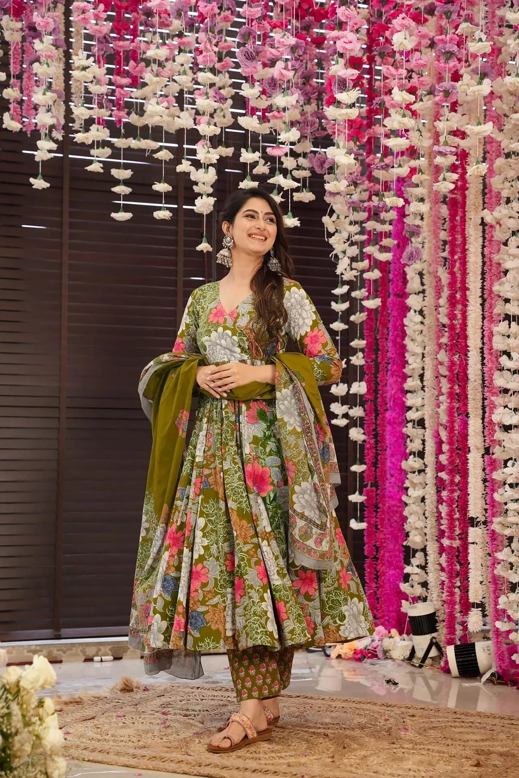 Pure Muslin Digital Print Anarkali Gown with Dupatta