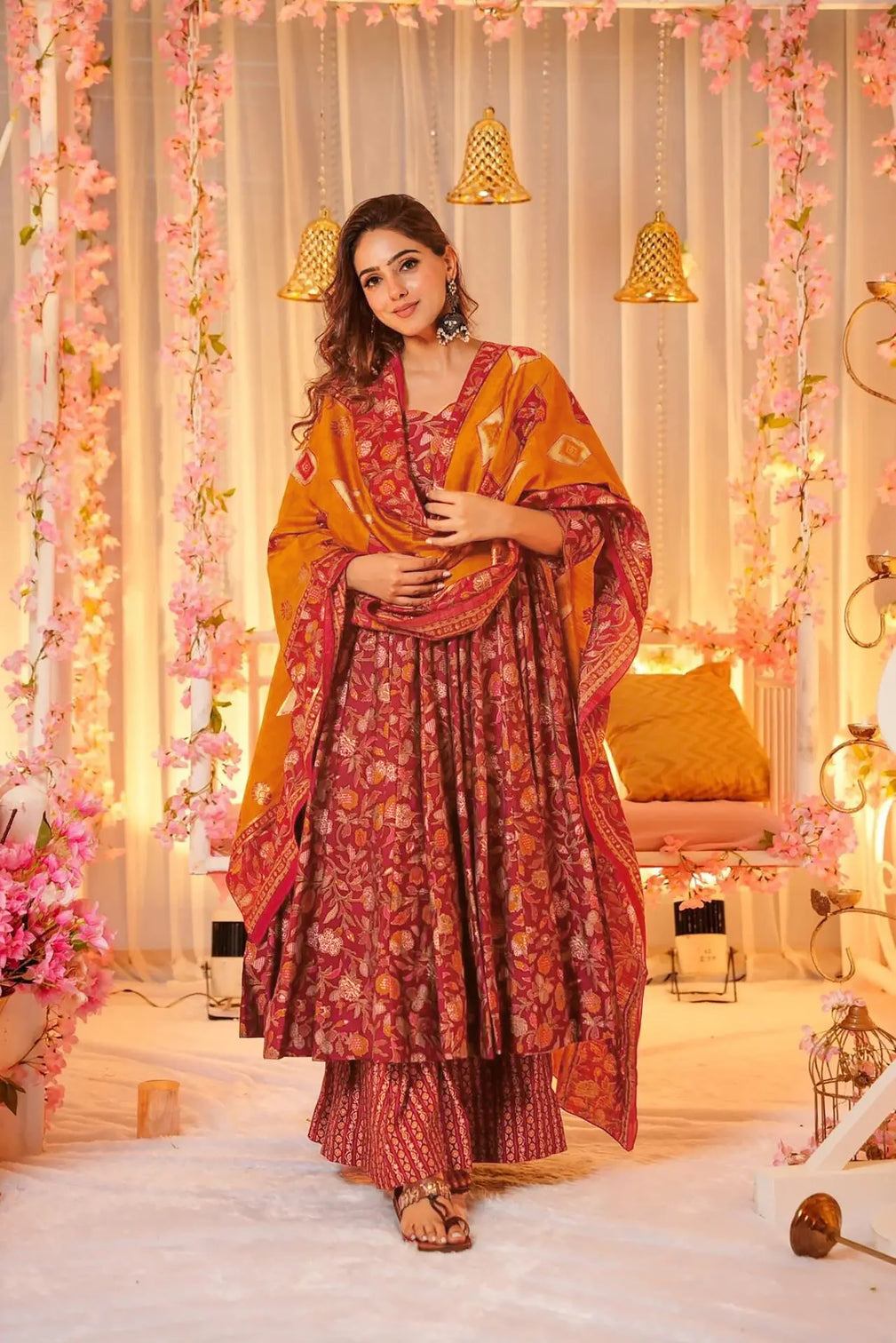 Pure Muslin Digital Print Anarkali Gown with Dupatta