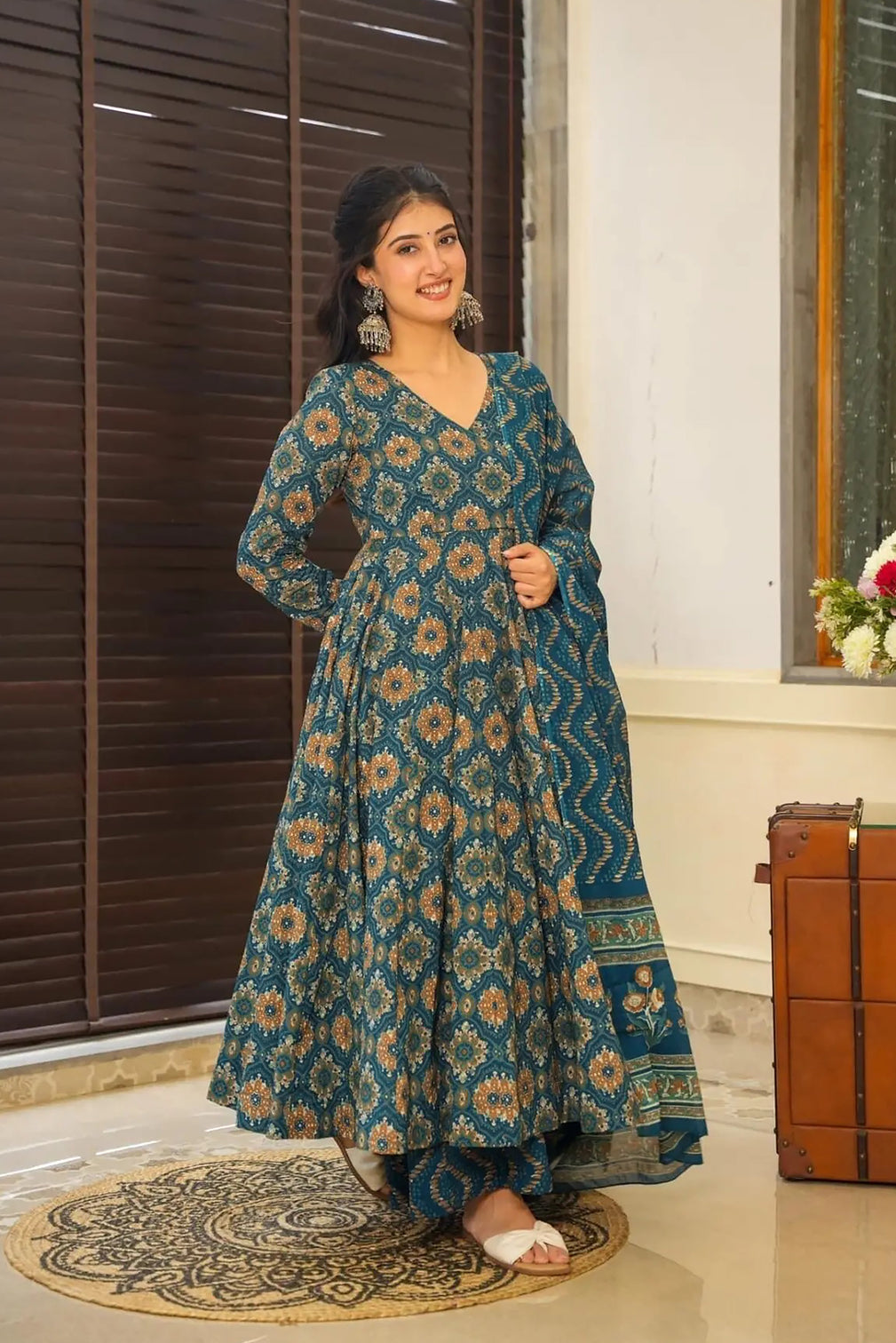Pure Muslin Digital Print Anarkali Gown with Dupatta