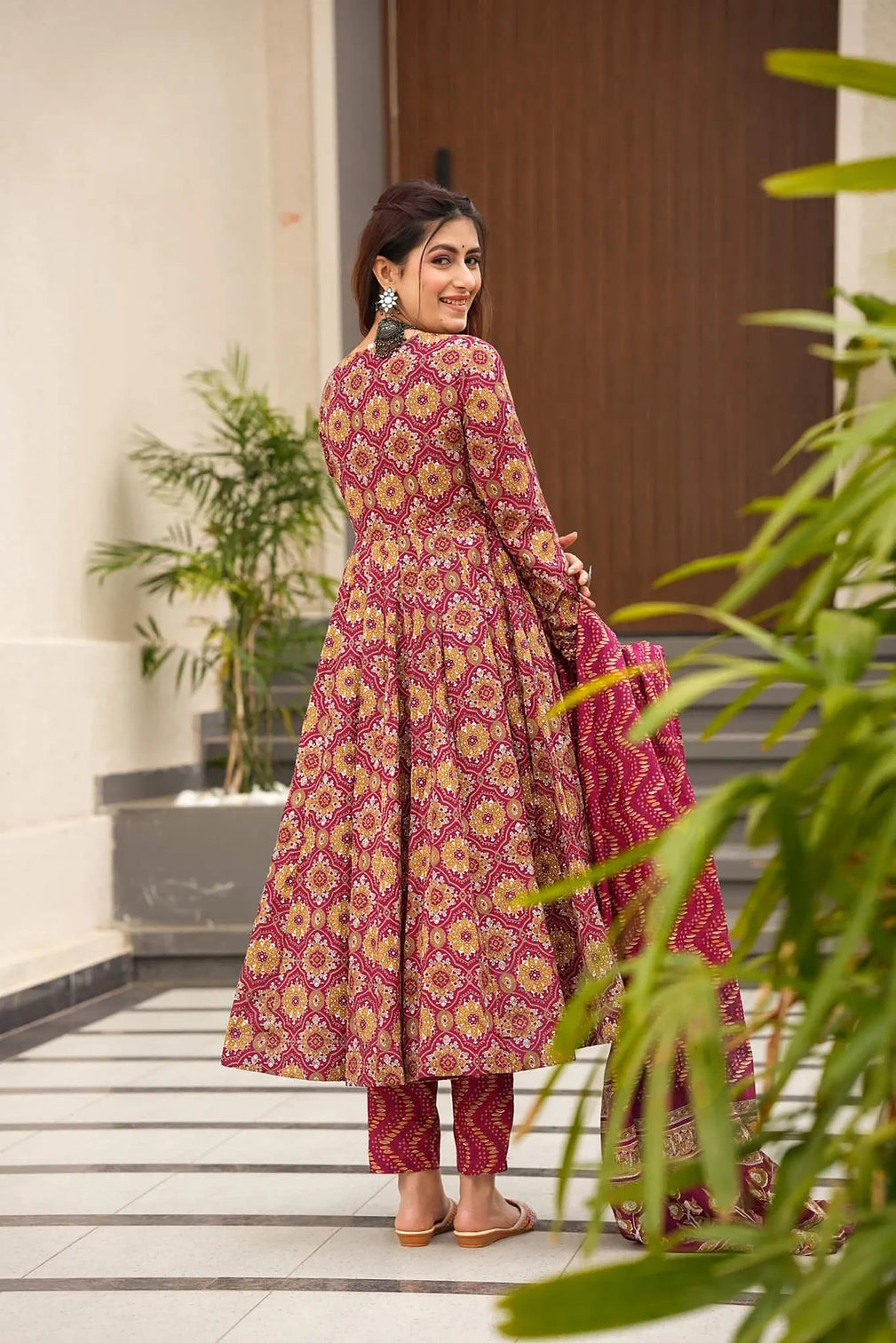 Pure Muslin Digital Print Anarkali Gown with Dupatta