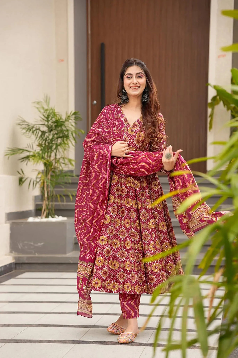 Pure Muslin Digital Print Anarkali Gown with Dupatta
