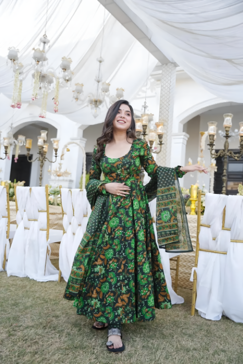 Pure Muslin Digital Print Anarkali Kurti Pant Dupatta Set