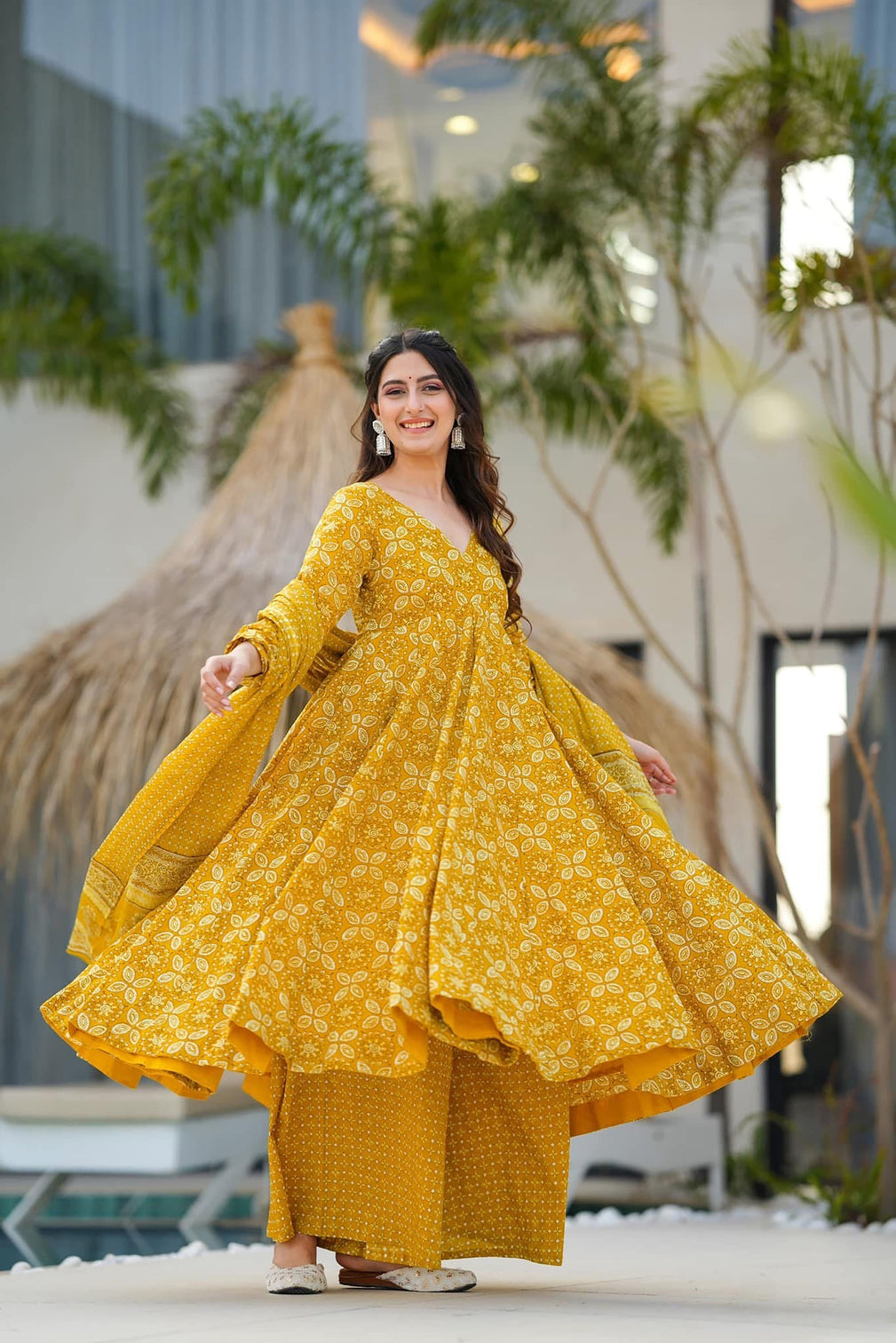 Pure Muslin Digital Print Anarkali Kurti Pant Dupatta Set