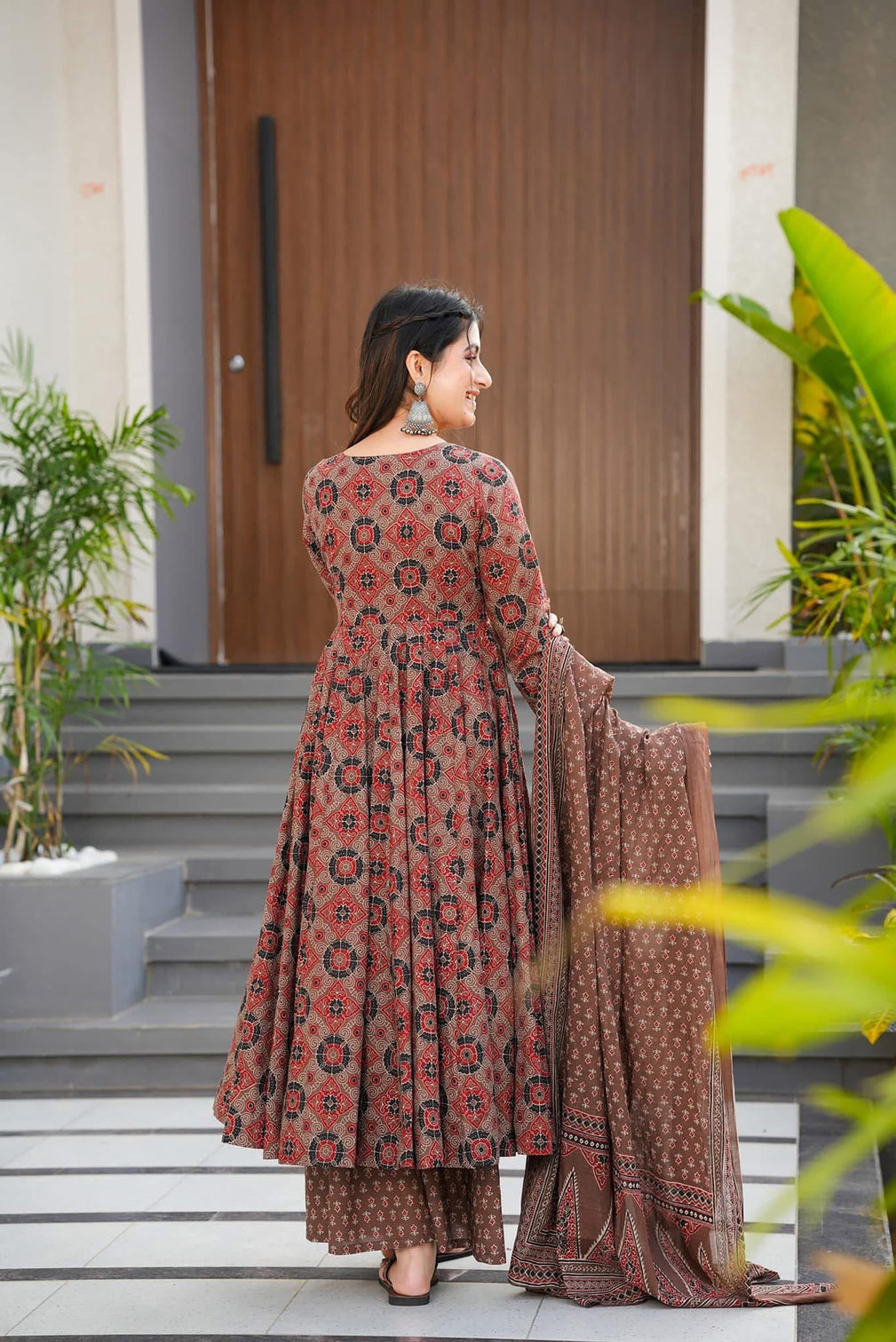 Pure Muslin Digital Print Anarkali Kurti Pant Dupatta Set