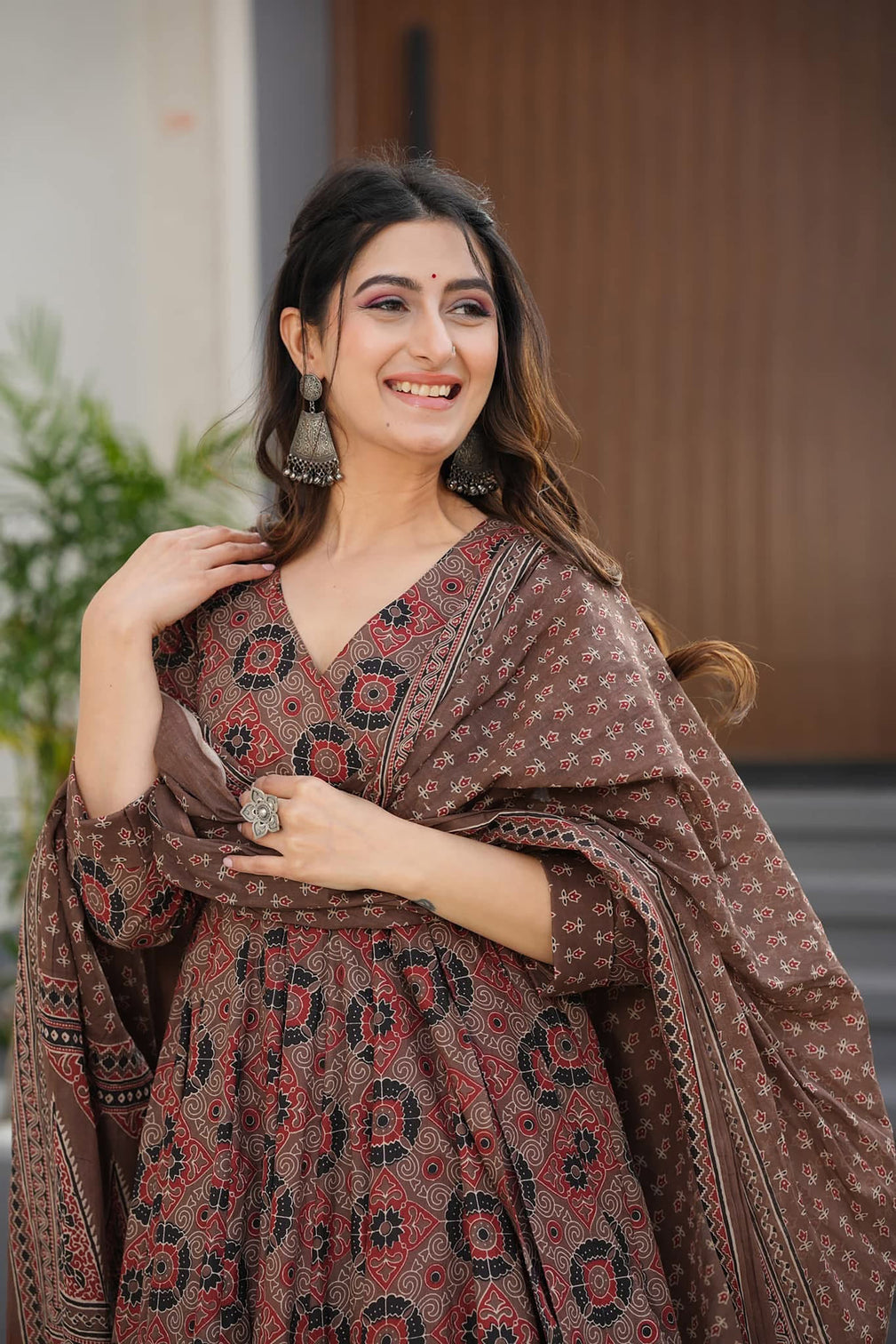 Pure Muslin Digital Print Anarkali Kurti Pant Dupatta Set