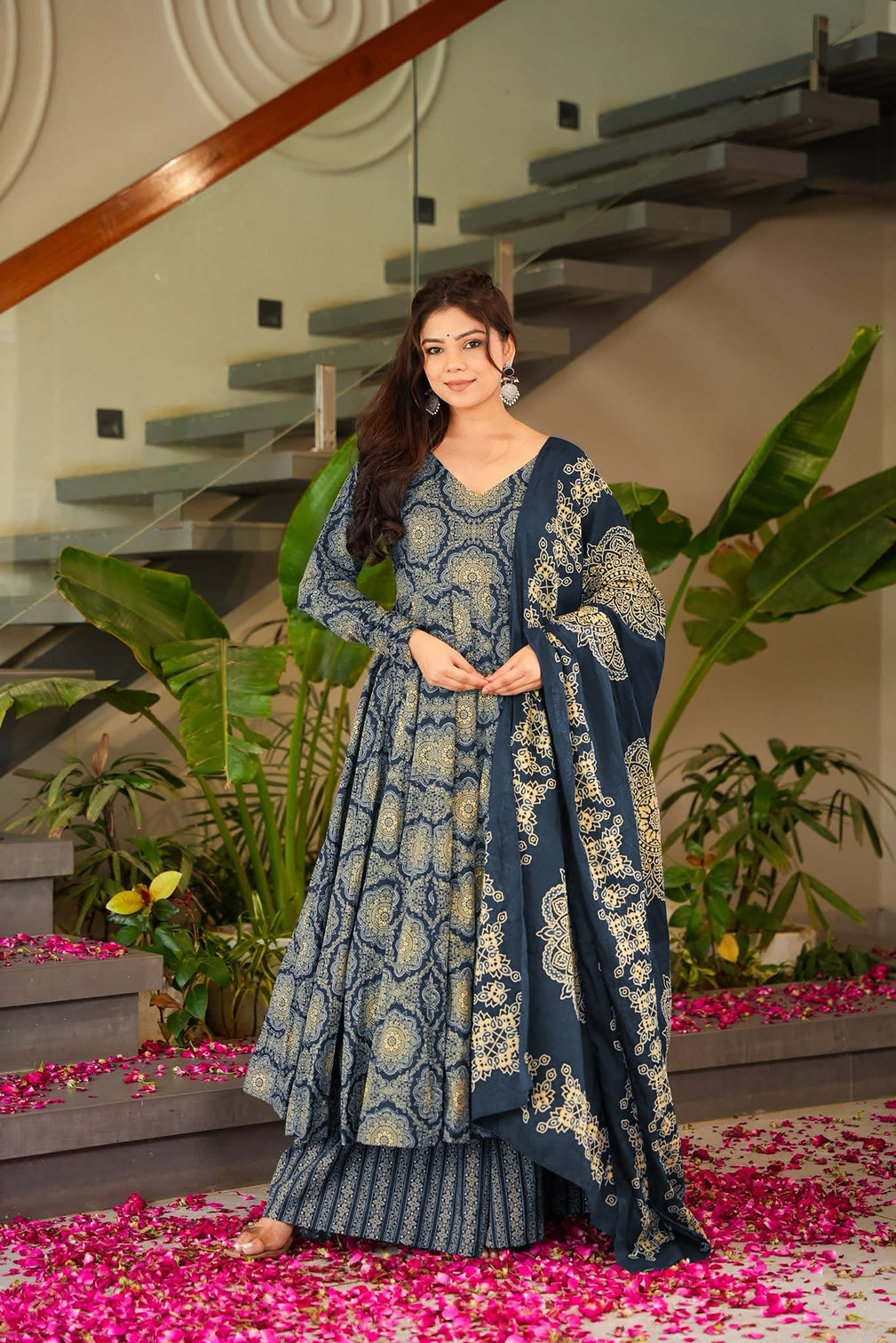 Pure Muslin Digital Print Anarkali Kurti Pant Dupatta Set
