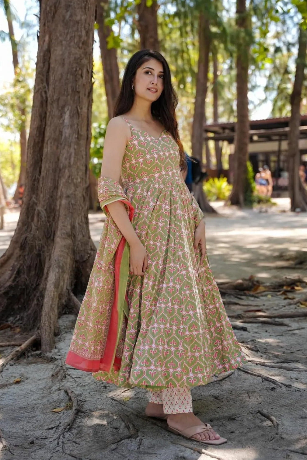 Pure Muslin Digital Print Anarkali Kurti Pant Dupatta Set