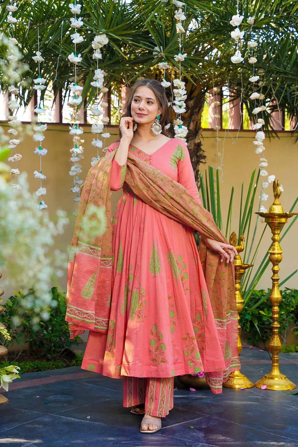 Pure Muslin Digital Print Anarkali Kurti Pant Dupatta Set