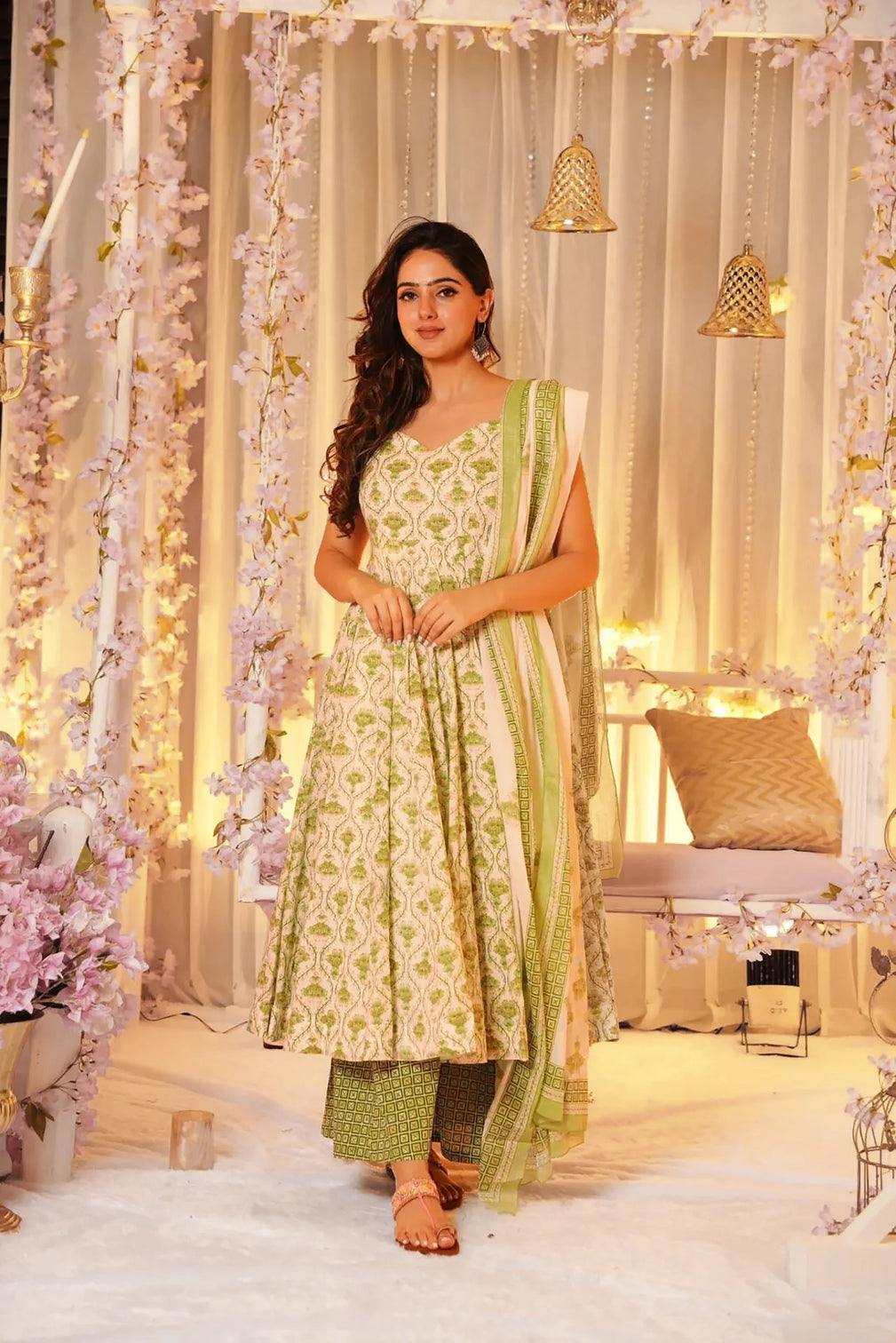 Pure Muslin Digital Print Anarkali Kurti Pant Dupatta Set