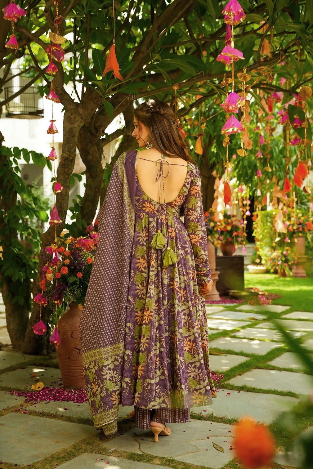 Pure Muslin Digital Print Anarkali Kurti Pant Dupatta Set