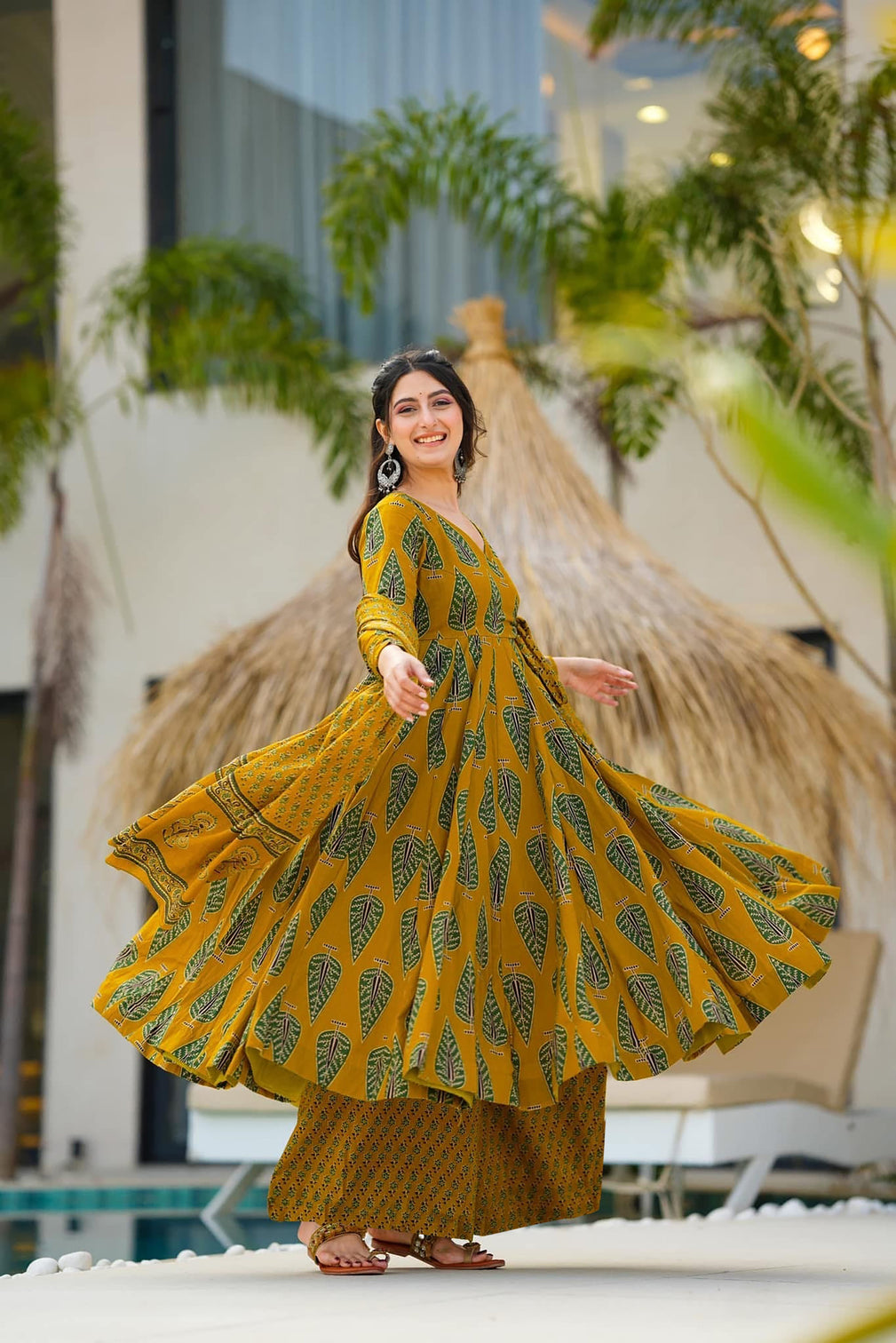 Pure Muslin Digital Print Anarkali Kurti Pant Dupatta Set