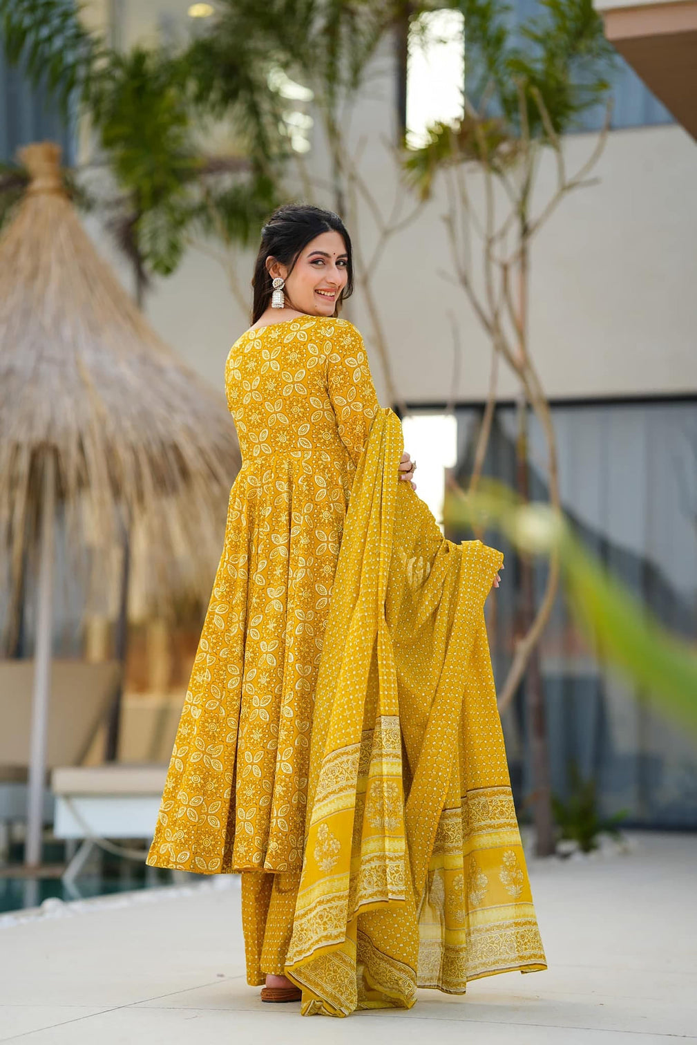 Pure Muslin Digital Print Anarkali Kurti Pant Dupatta Set