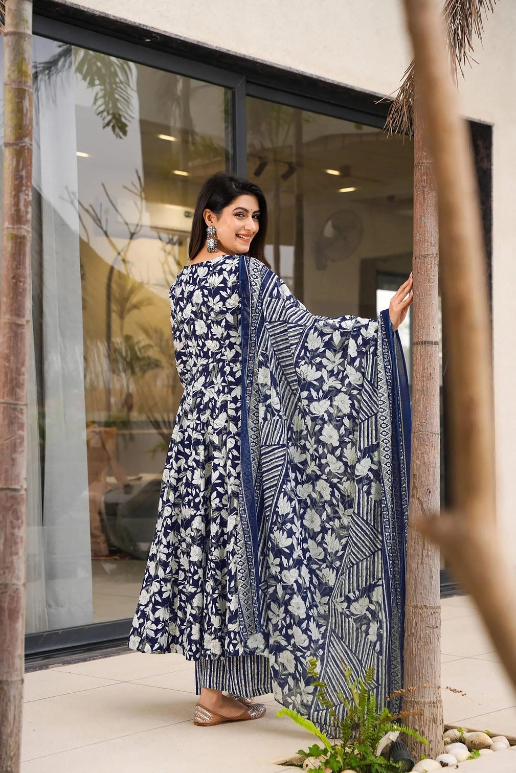 Pure Muslin Digital Print Anarkali Kurti Pant Dupatta Set