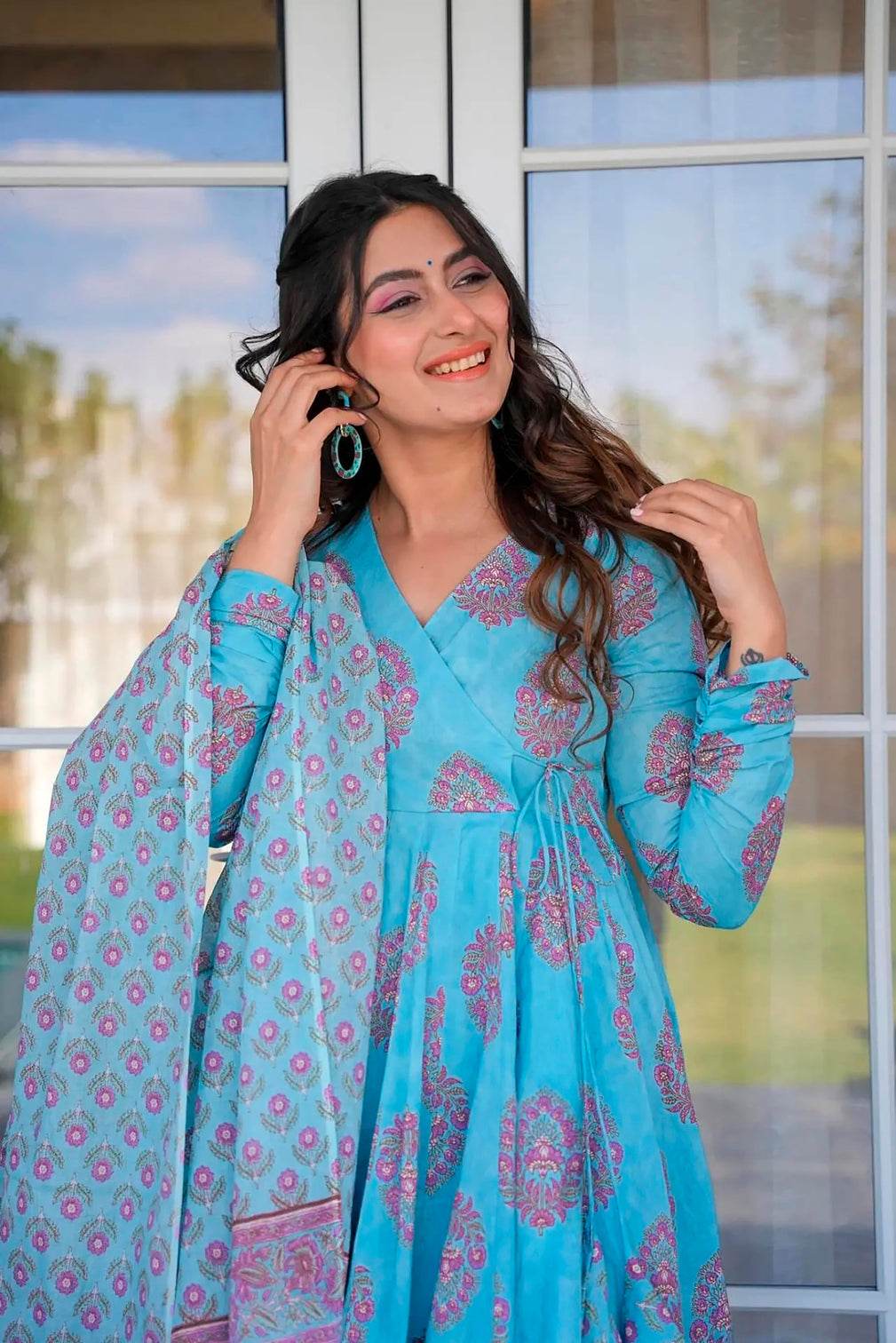 Pure Muslin Digital Print Kurti Pant Dupatta Set