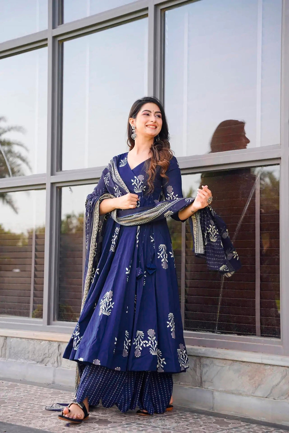 Pure Muslin Digital Print Kurti Pant Dupatta Set