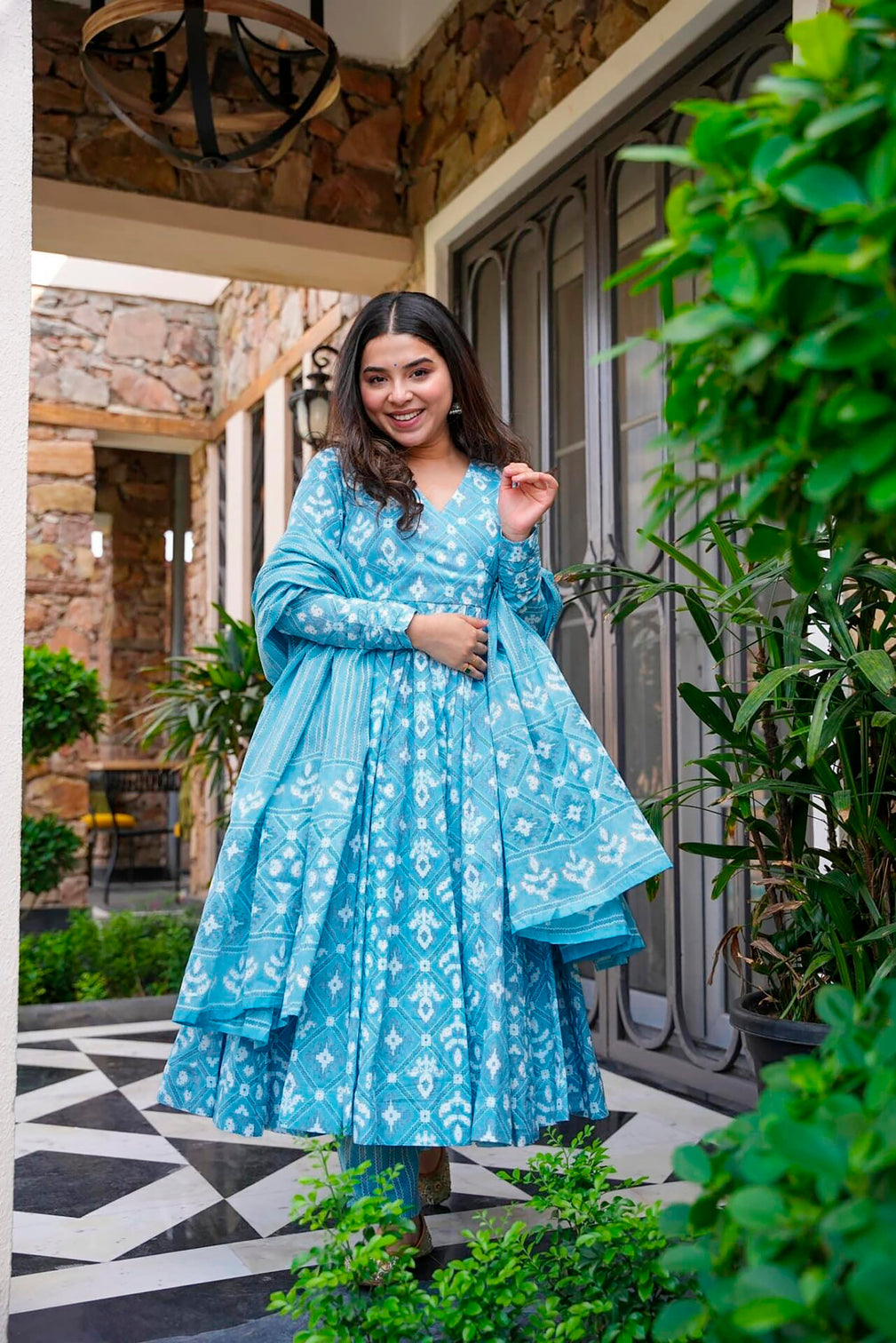 Pure Muslin Digital Print Kurti Pant Dupatta Set