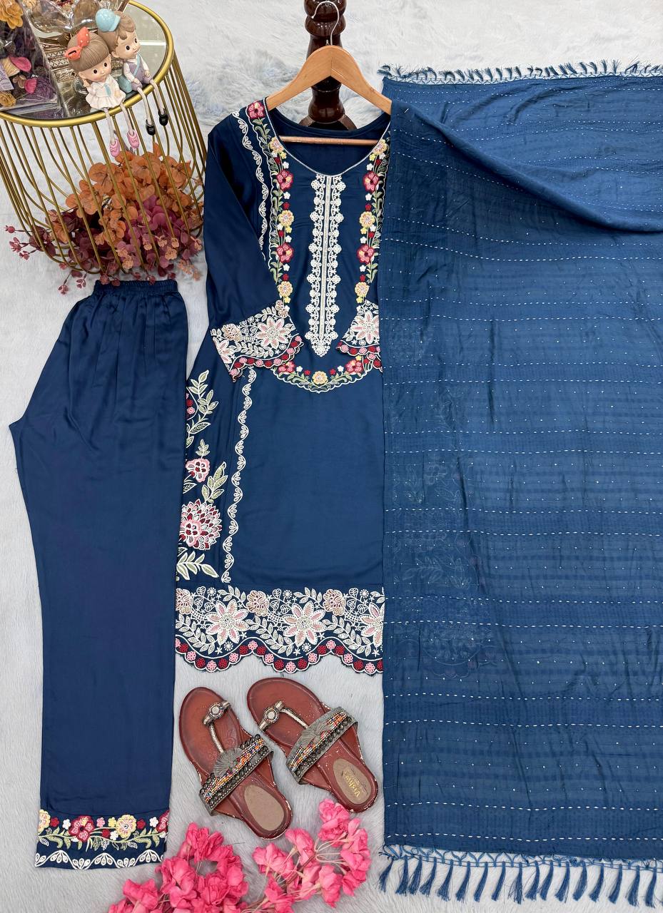 Pure Satin Rayon Kurta Pant Set