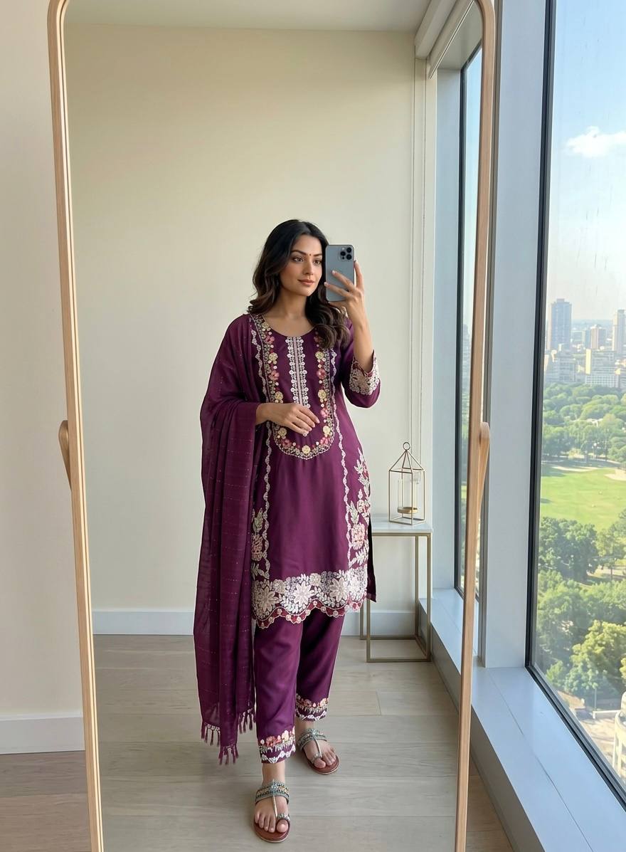 Pure Satin Rayon Kurta Pant Set