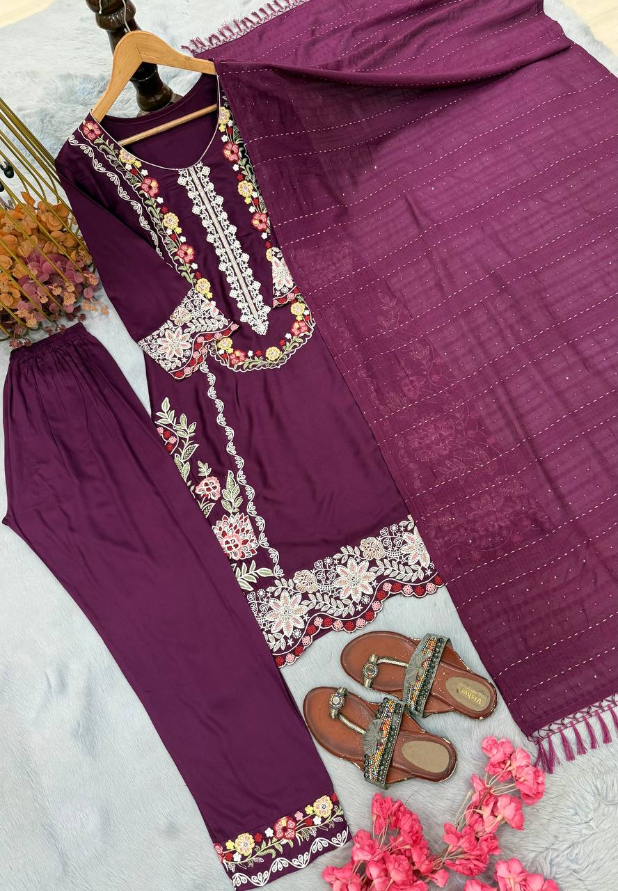 Pure Satin Rayon Kurta Pant Set