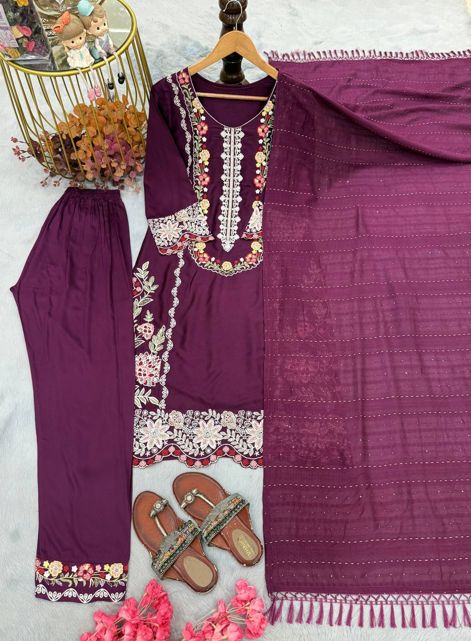 Pure Satin Rayon Kurta Pant Set