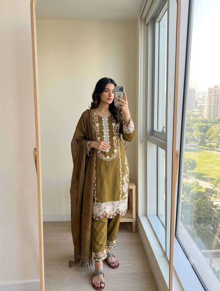 Pure Satin Rayon Kurta Pant Set