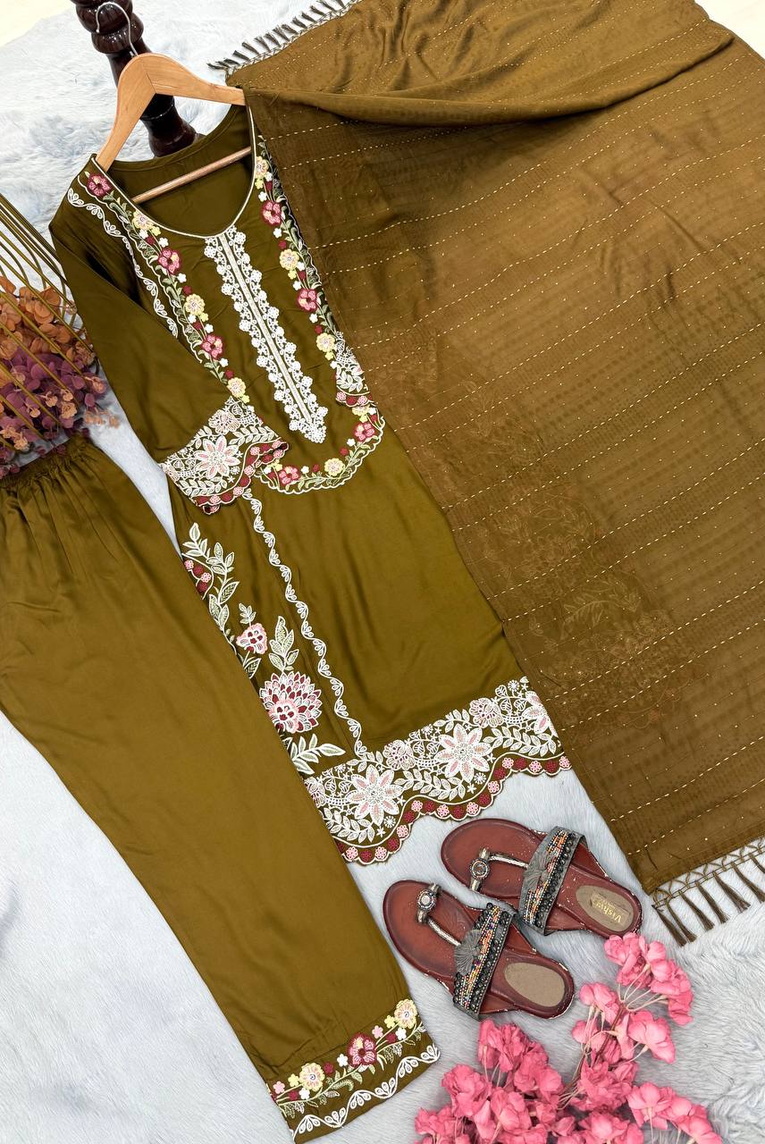 Pure Satin Rayon Kurta Pant Set