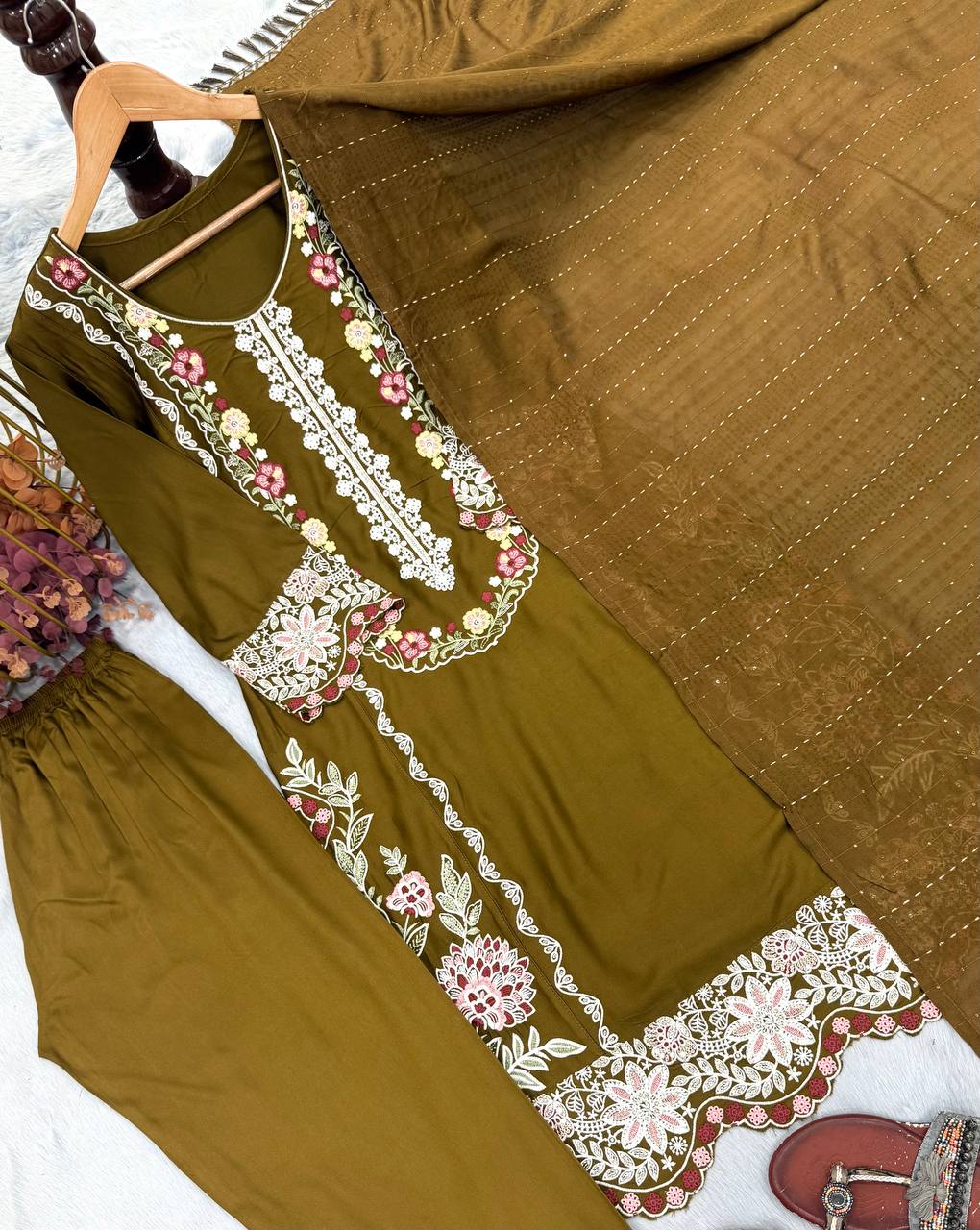 Pure Satin Rayon Kurta Pant Set