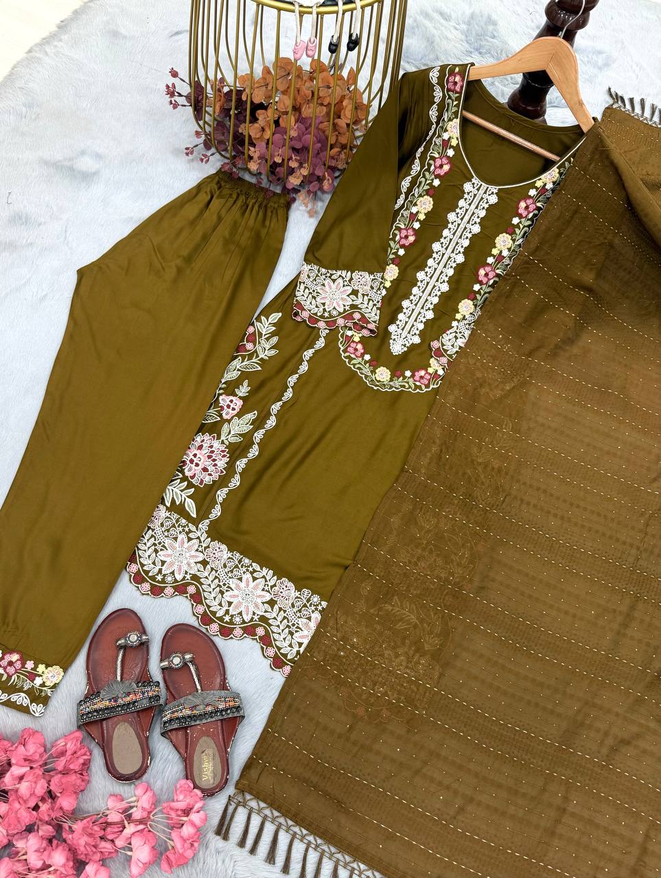 Pure Satin Rayon Kurta Pant Set