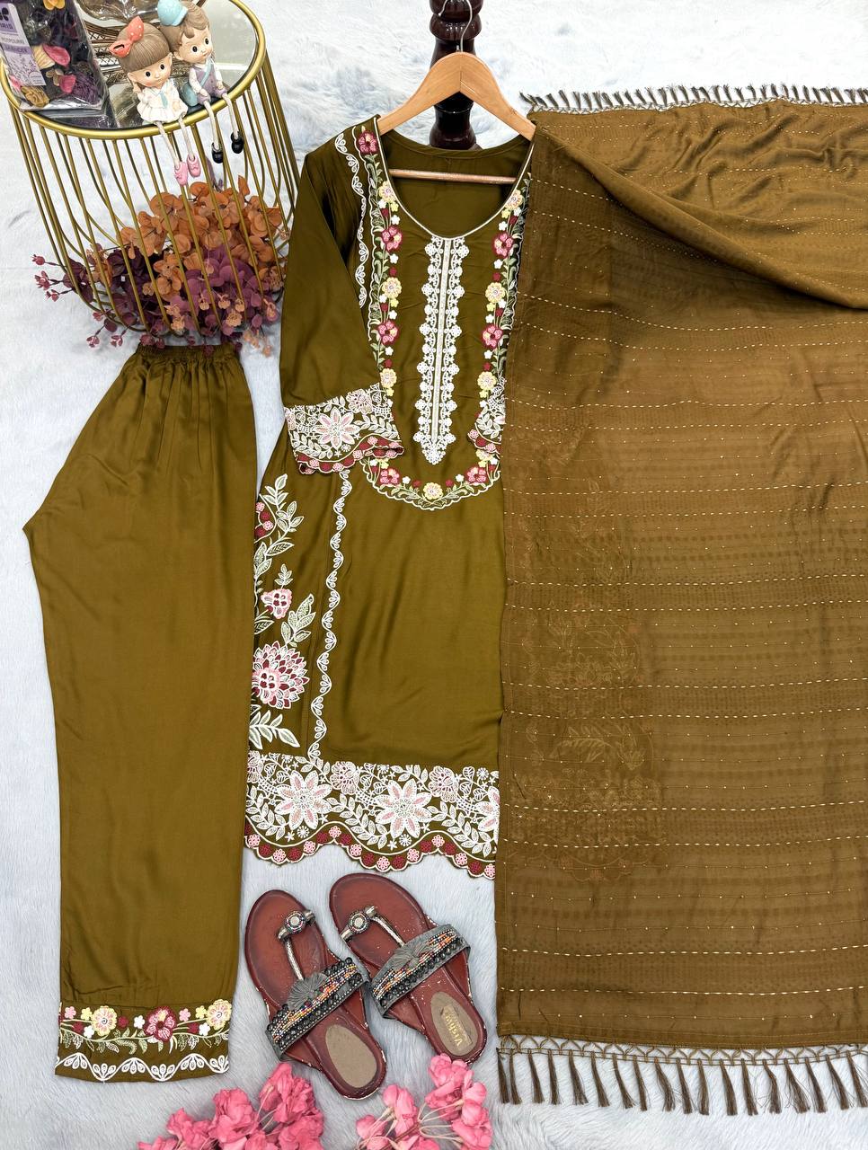 Pure Satin Rayon Kurta Pant Set