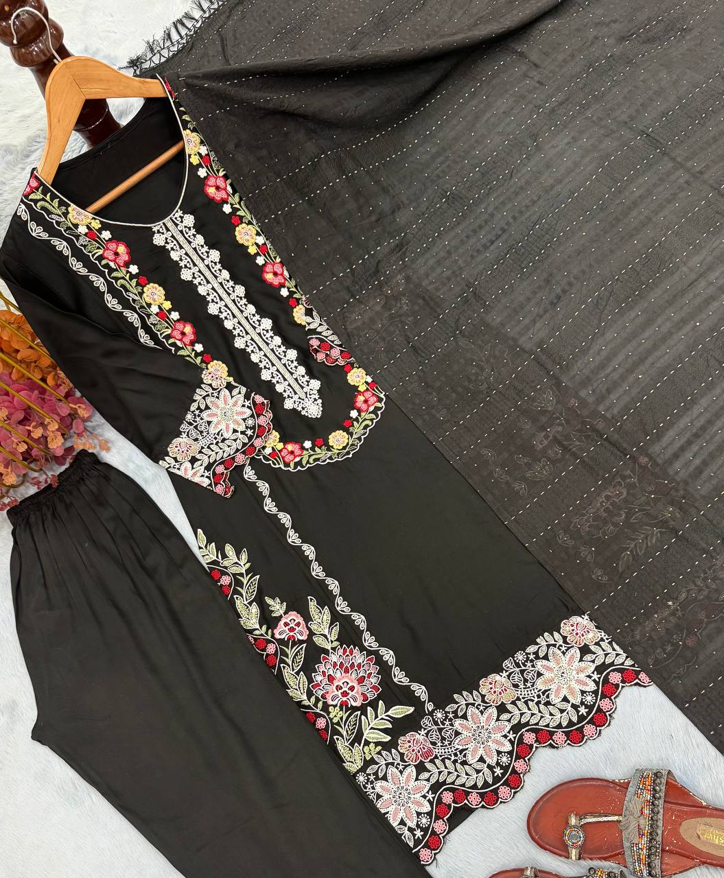 Pure Satin Rayon Kurta Pant Set