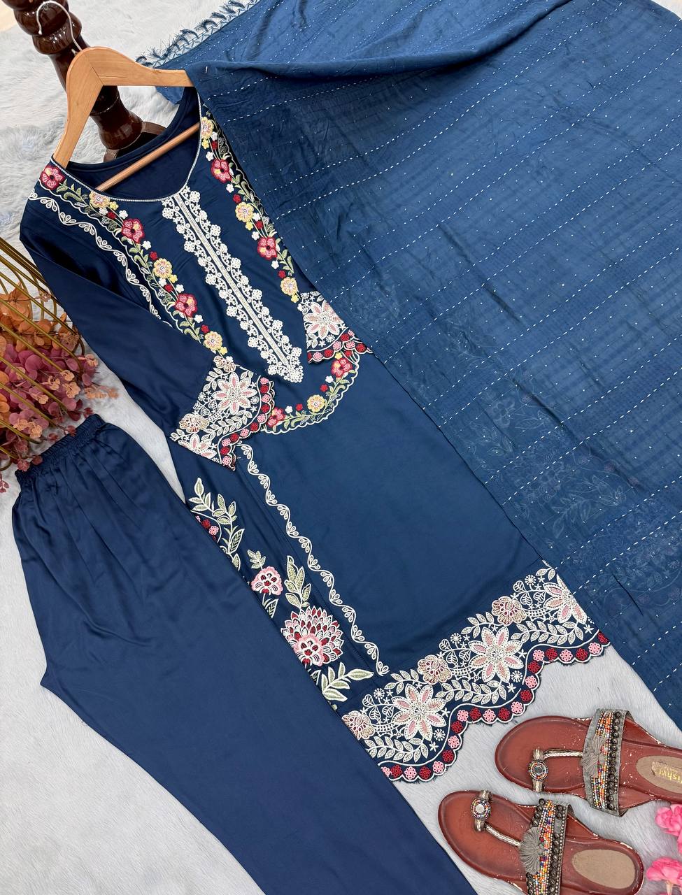 Pure Satin Rayon Kurta Pant Set