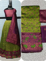 Pure Softy Silk Zari Half Lehenga Saree with Banarasi Dupatta