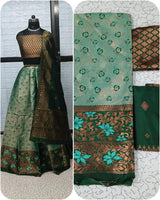Pure Softy Silk Zari Half Lehenga Saree with Banarasi Dupatta