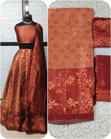 Pure Softy Silk Zari Half Lehenga Saree with Banarasi Dupatta