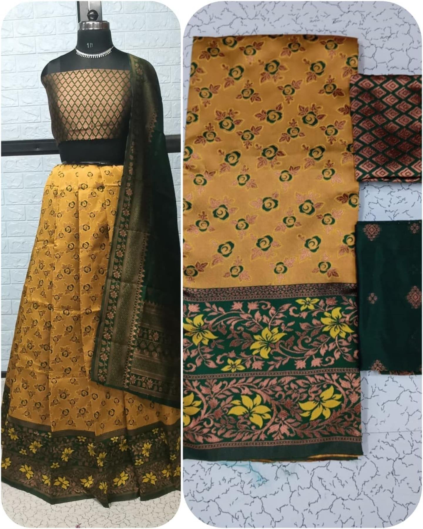 Pure Softy Silk Zari Half Lehenga Saree with Banarasi Dupatta