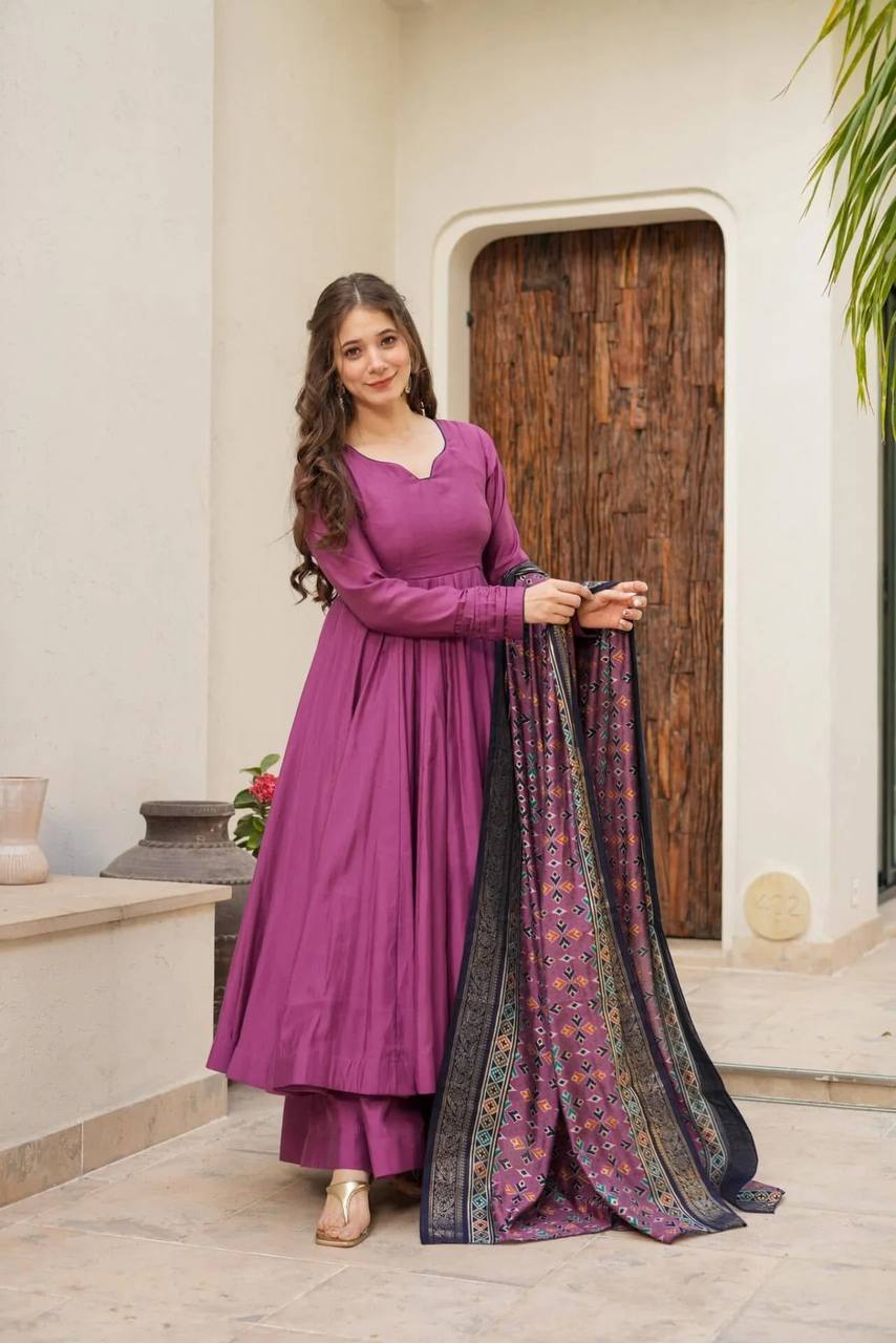 Purple Anarkali Set - Flame of Elegance