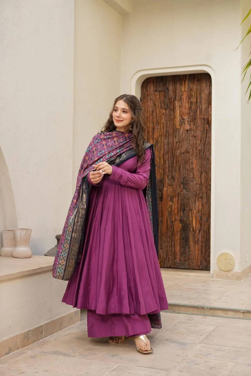 Purple Anarkali Set - Flame of Elegance